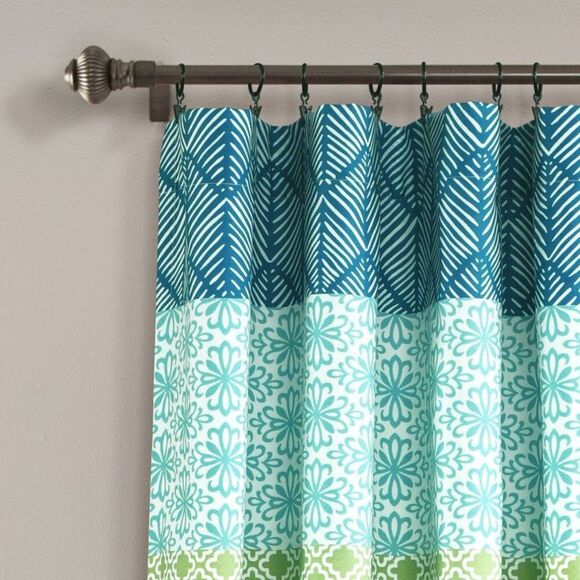 Lush Decor - Set of 2 95"x52" Bohemian Stripe Window Curtain Pa Blue - Picture 2 of 5